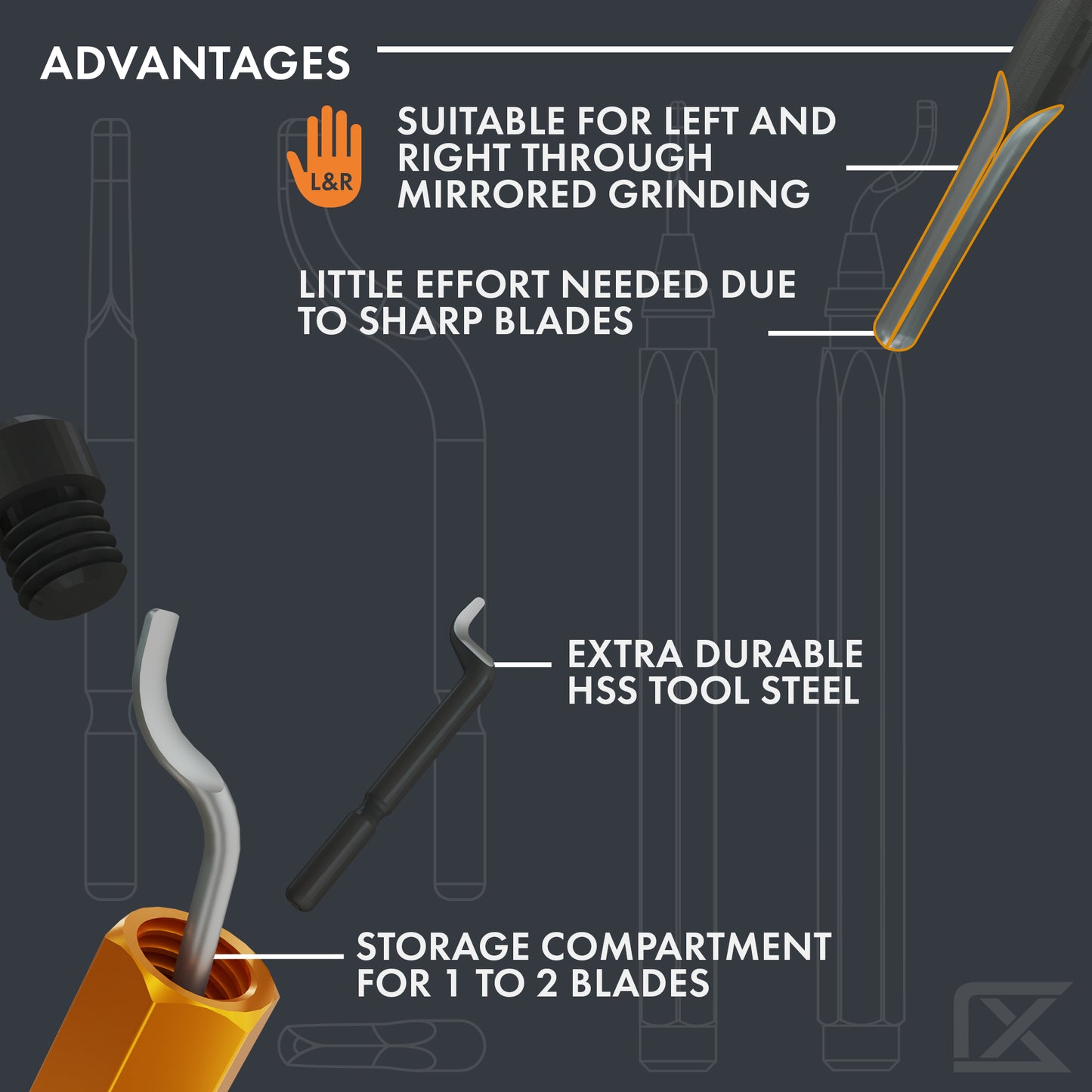 Ruthex Deburrer med 11 klinger