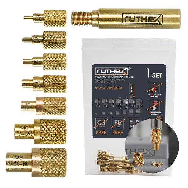 Ruthex Soldering Tips for thread inserts – M2 / M2.5 / M3 / M4 / M5 / M6 / M8