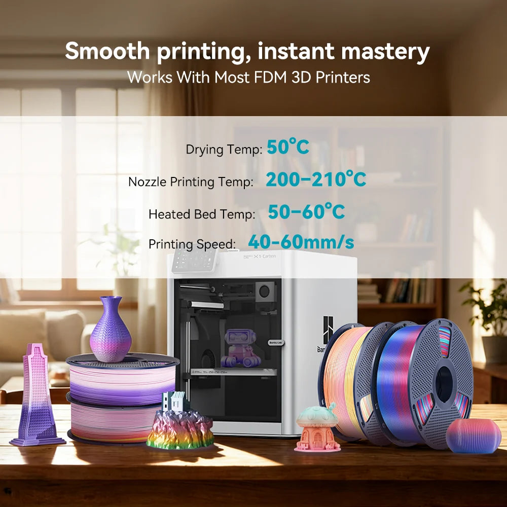 Sunlu Silk PLA+ Rainbow - 1.75mm 1kg