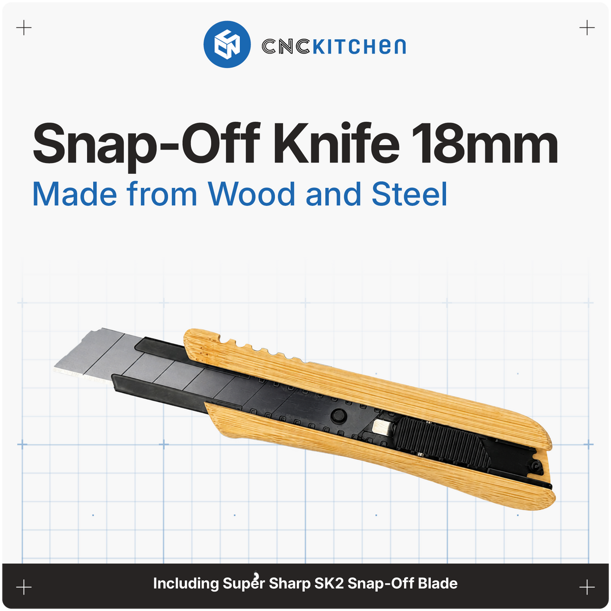 CNC Kitchen Hobbykniv 18 mm – Afbrækkeligt Blad med Bambushåndtag