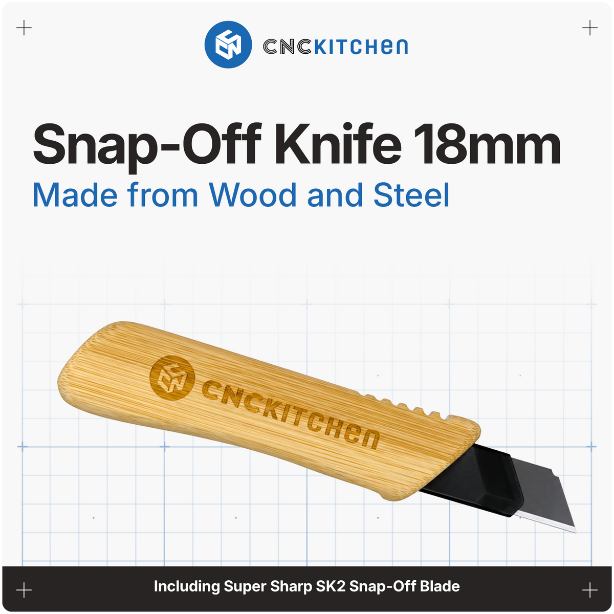 CNC Kitchen Hobbykniv 18 mm – Afbrækkeligt Blad med Bambushåndtag