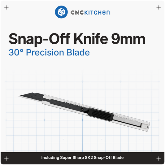 CNC Kitchen Præcisionskniv 9 mm – Afbrækkeligt Blad med Håndtag i Rustfrit Stål