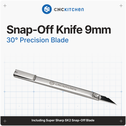 CNC Kitchen Præcisionskniv 9 mm – Afbrækkeligt Blad med Håndtag i Rustfrit Stål