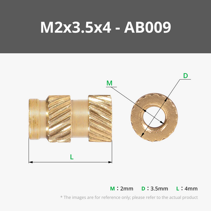 Round Threaded Brass Heat-Insert Nut - M2x3.5x4 Round Threaded Brass Heat-Insert Nut (20PCS) - AB009
