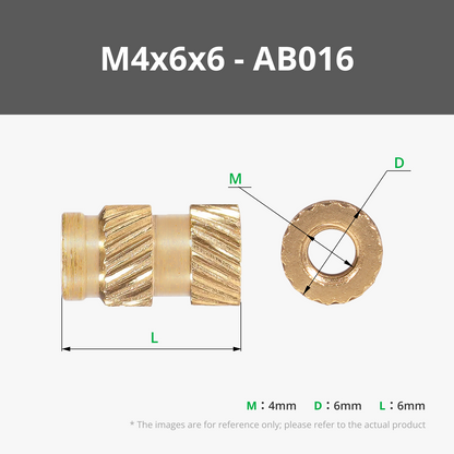Round Threaded Brass Heat-Insert Nut - M4x6x6 Round Threaded Brass Heat-Insert Nut (20PCS) - AB016