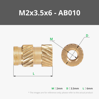 Round Threaded Brass Heat-Insert Nut - M2x3.5x6 Round Threaded Brass Heat-Insert Nut (20PCS) - AB010