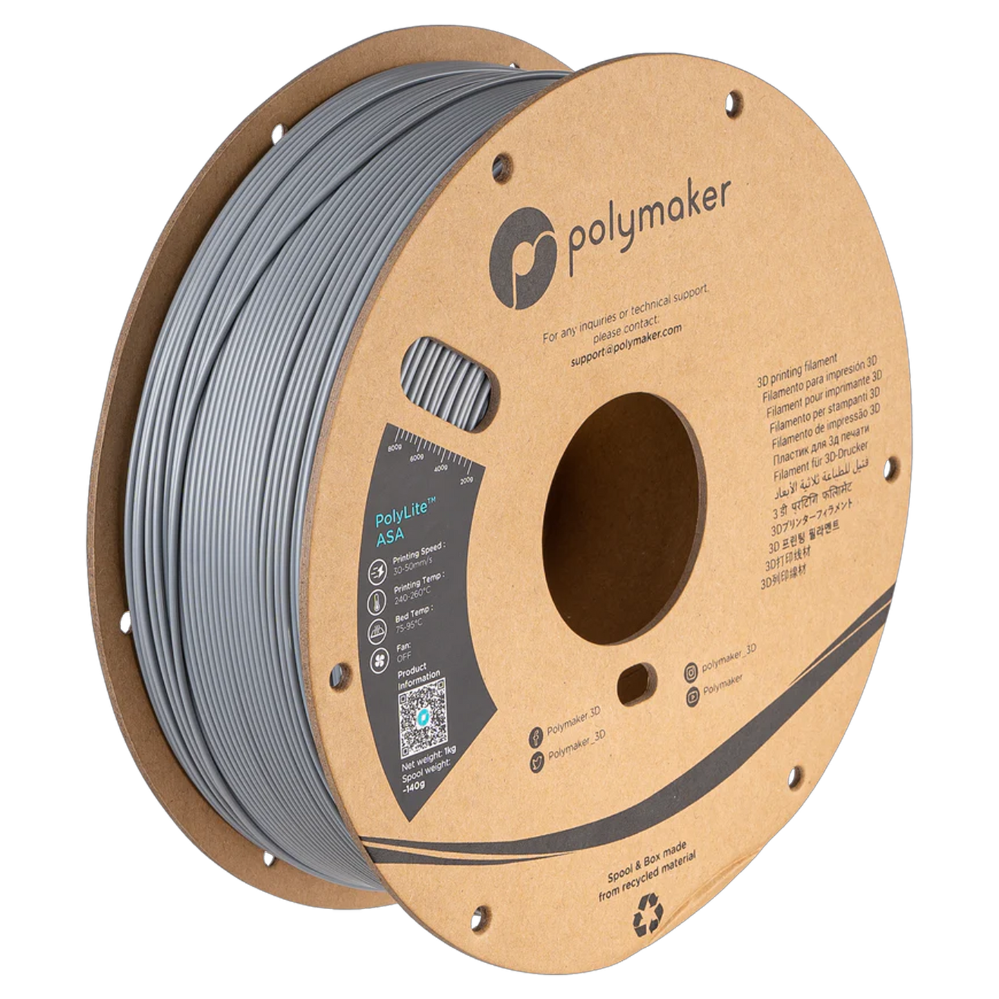 PolyLite™ ASA 1.75mm 1 kg - grey