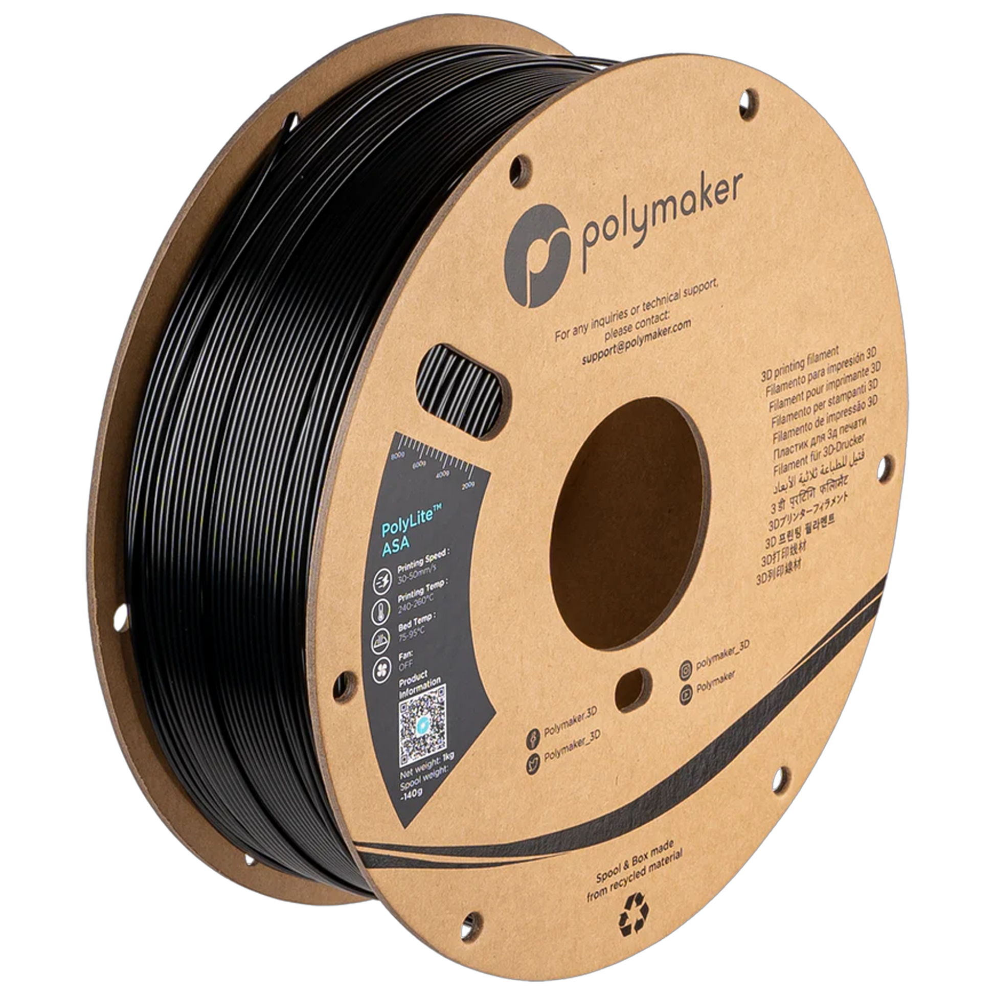 PolyLite™ ASA 1.75mm 1 kg - sort