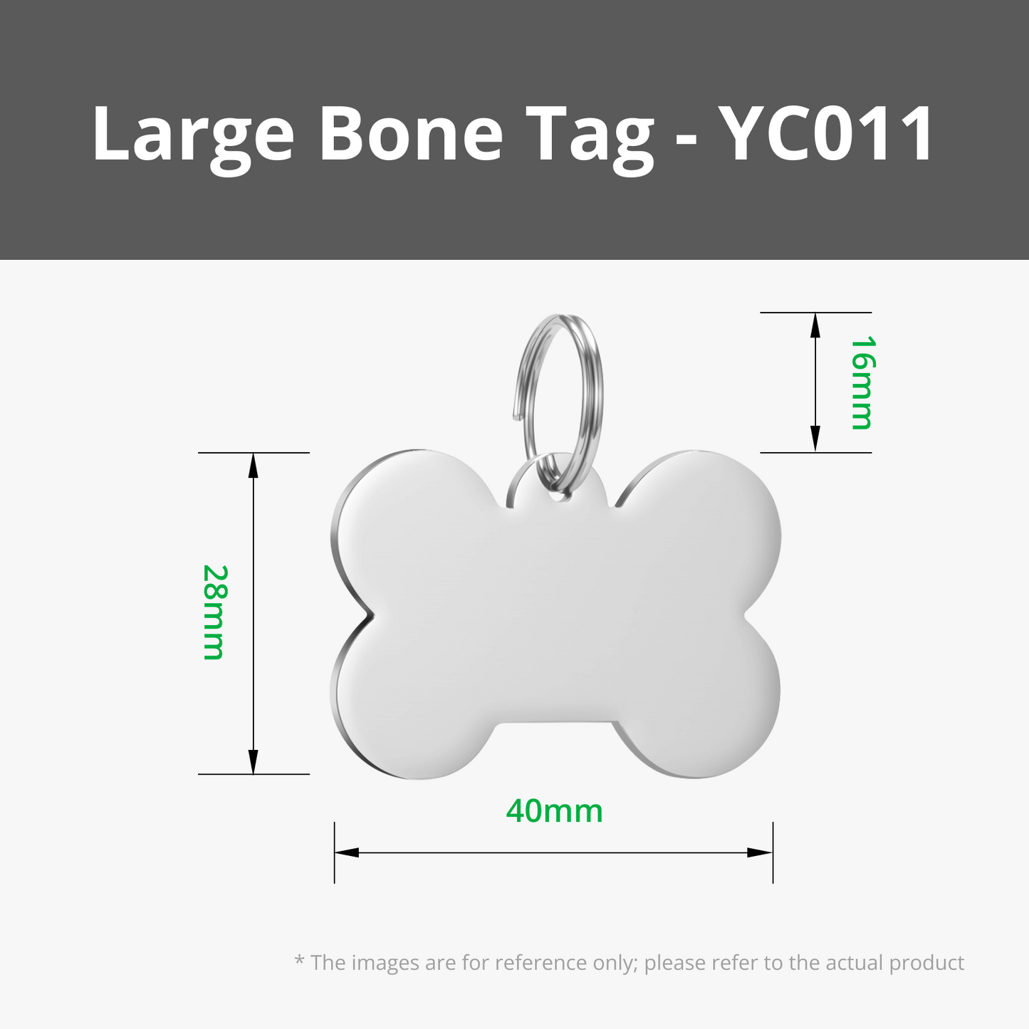 Bone Stainless Steel Tag - Large Bone Stainless Steel Tag (5PCS) - YC011 / Laser Engraving