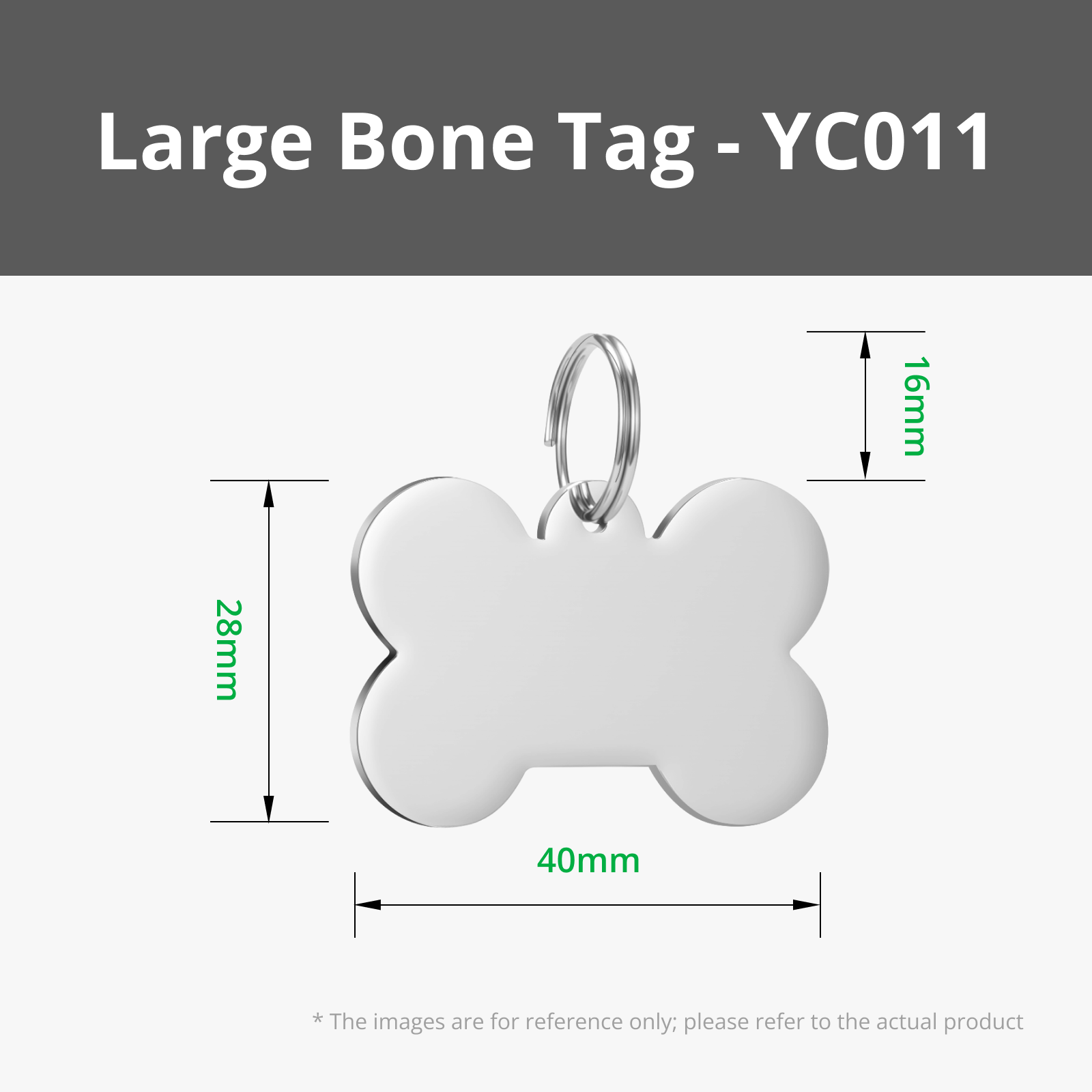 Bone Stainless Steel Tag - Large Bone Stainless Steel Tag (5PCS) - YC011 / Laser Engraving