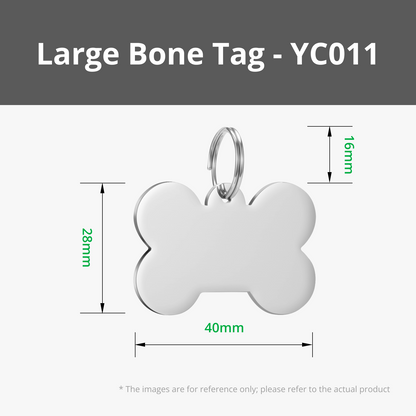 Bone Stainless Steel Tag - Large Bone Stainless Steel Tag (5PCS) - YC011 / Laser Engraving