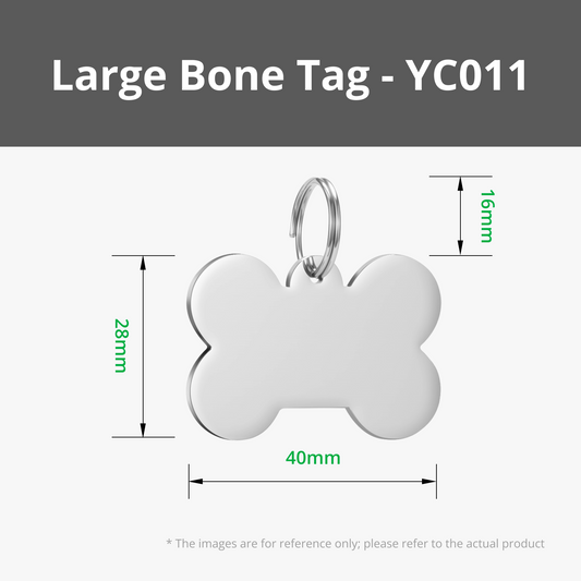 Bone Stainless Steel Tag - Large Bone Stainless Steel Tag (5PCS) - YC011 / Laser Engraving