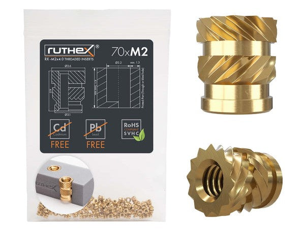 Ruthex M2 threaded insert – Rx-M2x4 - 70 stk.