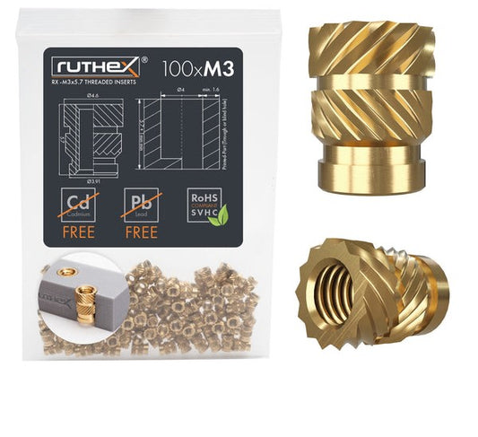 Ruthex M3 threaded insert – Rx-M3x5.7 - 100 stk.