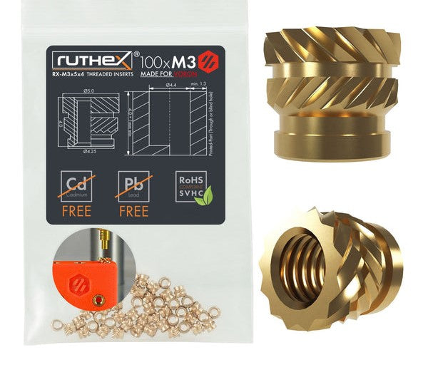 Ruthex M3 threaded insert for VORON – Rx-M3x5x4 - 100 pstk.