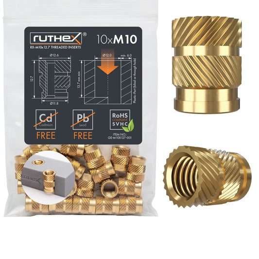 Ruthex M6 threaded insert – Rx-M10x12,7 - 10 stk.