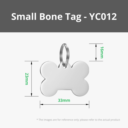 Bone Stainless Steel Tag - Small Bone Stainless Steel Tag (5PCS) - YC012 / Laser Engraving