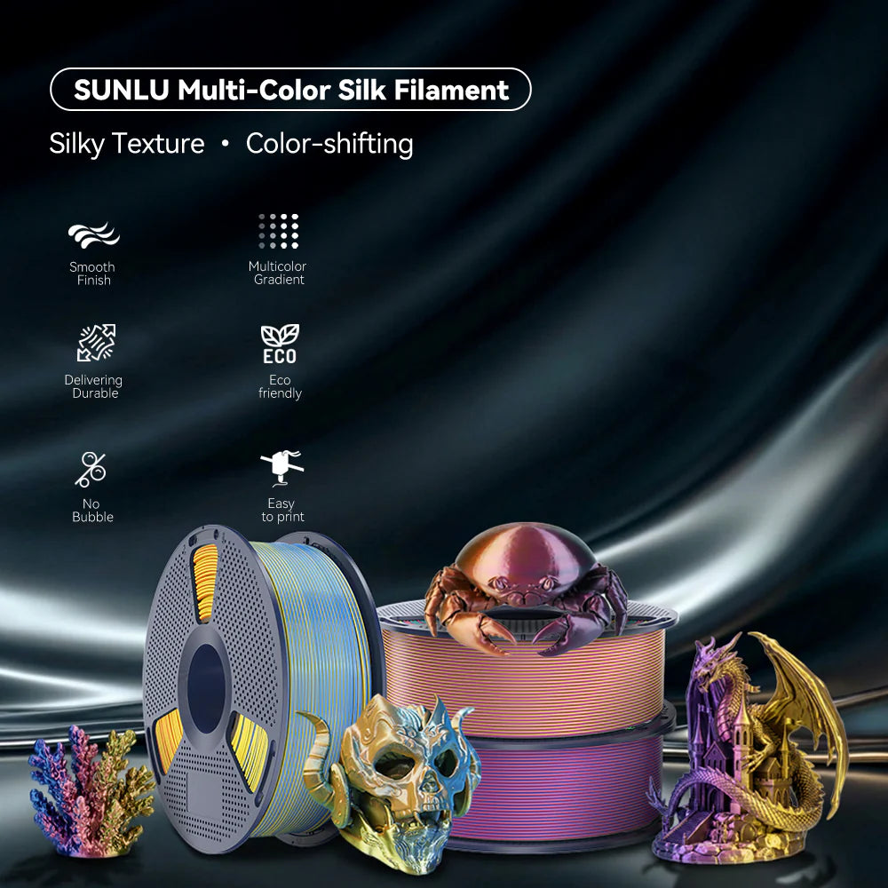 Sunlu Silk PLA+ Multi-colour filament (Dual-colour, Tri-colour & Four-colour) - 1.75mm 1kg