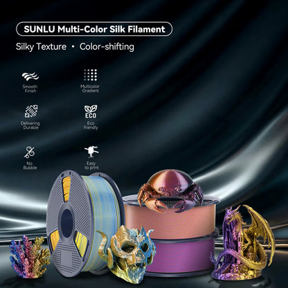 Sunlu Silk PLA+ Multi-colour filament (Dual-colour, Tri-colour & Four-colour) - 1.75mm 1kg